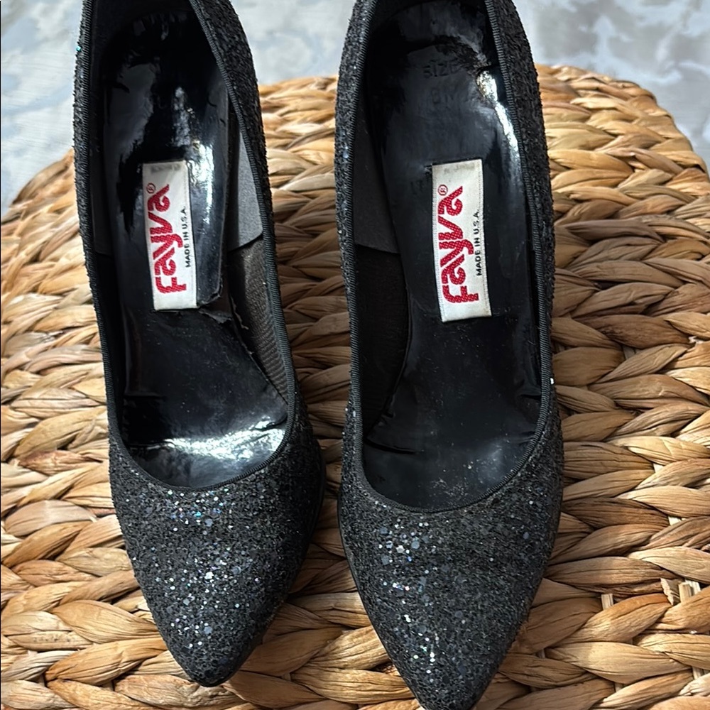Fayva Black Glitter Women's Shoes